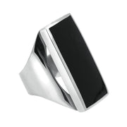 Silver Whitby Jet Large Oblong Ring R064
