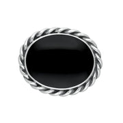 Sterling Silver Whitby Jet Large Rope Twist Edge Brooch M181