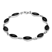 Sterling Silver Whitby Jet Marquise Bracelet B184