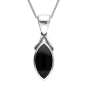 Sterling Silver Whitby Jet Marquise Necklace P388