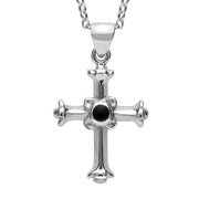 Sterling Silver Whitby Jet Norwich Cathedral Cross Necklace P195