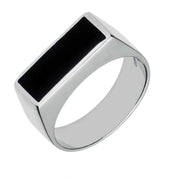 Sterling Silver Whitby Jet Oblong Flat Top Signet Ring R032