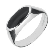 Sterling Silver Whitby Jet Heritage Oval Signet Ring R031.