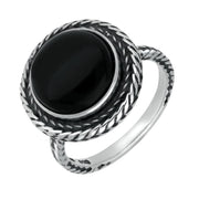 Silver Whitby Jet Round Foxtail Ring R856