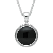 Silver Whitby Jet Round Ribbed Necklace P292