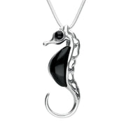 Sterling Silver Whitby Jet Seahorse Necklace P2316