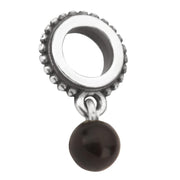 Sterling Silver Whitby Jet Single Beaded Dropper Charm G627