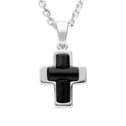 Sterling Silver Whitby Jet Small Cross Necklace P2815