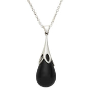 Silver Whitby Jet Small Tulip Necklace P1898