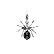 Sterling Silver Whitby Jet Spider Clip Charm. G393