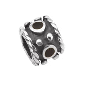 Silver Whitby Jet Stone Rope Edge Charm G616