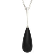 Silver Whitby Jet Tapered Bomb Drop Necklace P1888