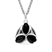 Silver Whitby Jet Three Stone Petal Necklace P2553