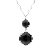 Silver Whitby Jet Three Stone Wide Marquise Drop Necklace N983