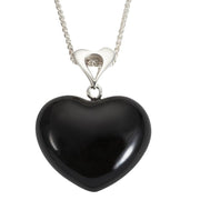 Sterling Silver Whitby Jet Unique Heart P2035