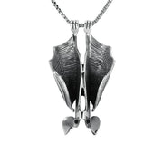 Sterling Silver Whitby Jet Upside Hanging Down Bat Large Necklace P2436C