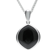 Silver Whitby Jet Wide Marquise Open back Necklace P1992