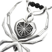 Silver Whitby Jet and Marcasite Gothic Spider Necklace P2039C