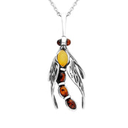 Sterling Silver Amber Small Dragonfly Necklace, P3344 