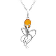 Sterling Silver Amber Small Octopus Necklace, P3349