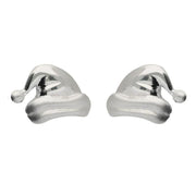 Sterling Silver Santa Hat Stud Earrings, E2232.