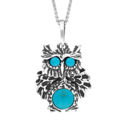 Sterling Silver Turquoise Moving Head Owl Necklace