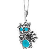 Sterling Silver Turquoise Moving Head Owl Necklace