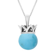 Sterling Silver Turquoise Royal Coronet 11mm Bead Pendant, P1920.
