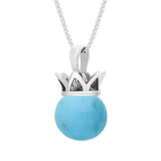 Sterling Silver Turquoise Royal Coronet 11mm Bead Pendant, P1920.