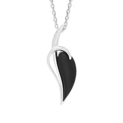 Sterling Silver Whitby Jet Abstract Leaf Necklace P2102