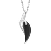 Sterling Silver Whitby Jet Abstract Leaf Necklace