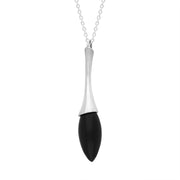 Sterling Silver Whitby Jet Capped Pear Drop Necklace