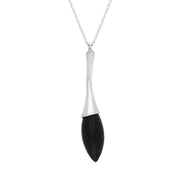 Sterling Silver Whitby Jet Capped Pear Drop Necklace