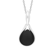 Sterling Silver Whitby Jet Pear Drop Necklace P2741