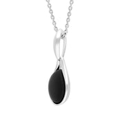 Sterling Silver Whitby Jet Pear Drop Necklace