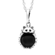 Sterling Silver Whitby Jet Small Hedgehog Necklace P3495