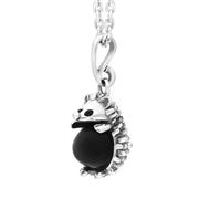 Sterling Silver Whitby Jet Small Hedgehog Necklace