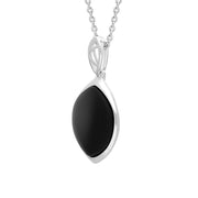 Sterling Silver Whitby Jet Wide Marquise Necklace