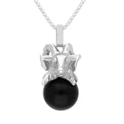 Sterling Silver Whitby Jet Zodiac Aries 10mm Bead Pendant, P3620.