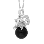 Sterling Silver Whitby Jet Zodiac Aries 10mm Bead Pendant, P3620.