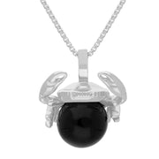 Sterling Silver Whitby Jet Zodiac Cancer 10mm Bead Pendant, P3625.