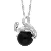 Sterling Silver Whitby Jet Zodiac Cancer 10mm Bead Pendant, P3625.
