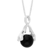 Sterling Silver Whitby Jet Zodiac Pisces 10mm Bead Pendant, P3627.