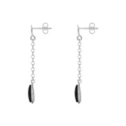 Sterling Silver Whitby Jet Marquise Chain Drop Earrings E2037_2