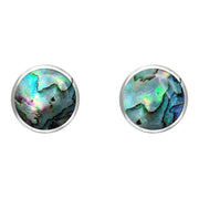 Sterling Silver Abalone 8mm Classic Large Round Stud Earrings, e004