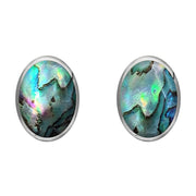 Sterling Silver Abalone 8 x 10mm Classic Large Oval Stud Earrings, E007