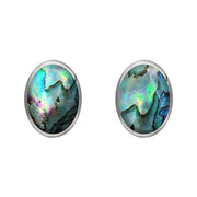 Sterling Silver Abalone 8 x 6mm Classic Medium Oval Stud Earrings, E006