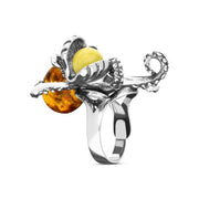 Sterling Silver Amber Octopus Ring R1213_2