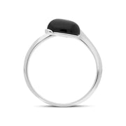 Sterling Silver Amber Whitby Jet Ring, R1227_3