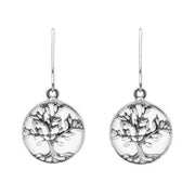 Sterling Silver Bauxite Round Large Tree of Life Leaves Drop Earrings, E2427